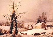 George Henry Durrie Winter Farmyard and Sleigh Germany oil painting artist